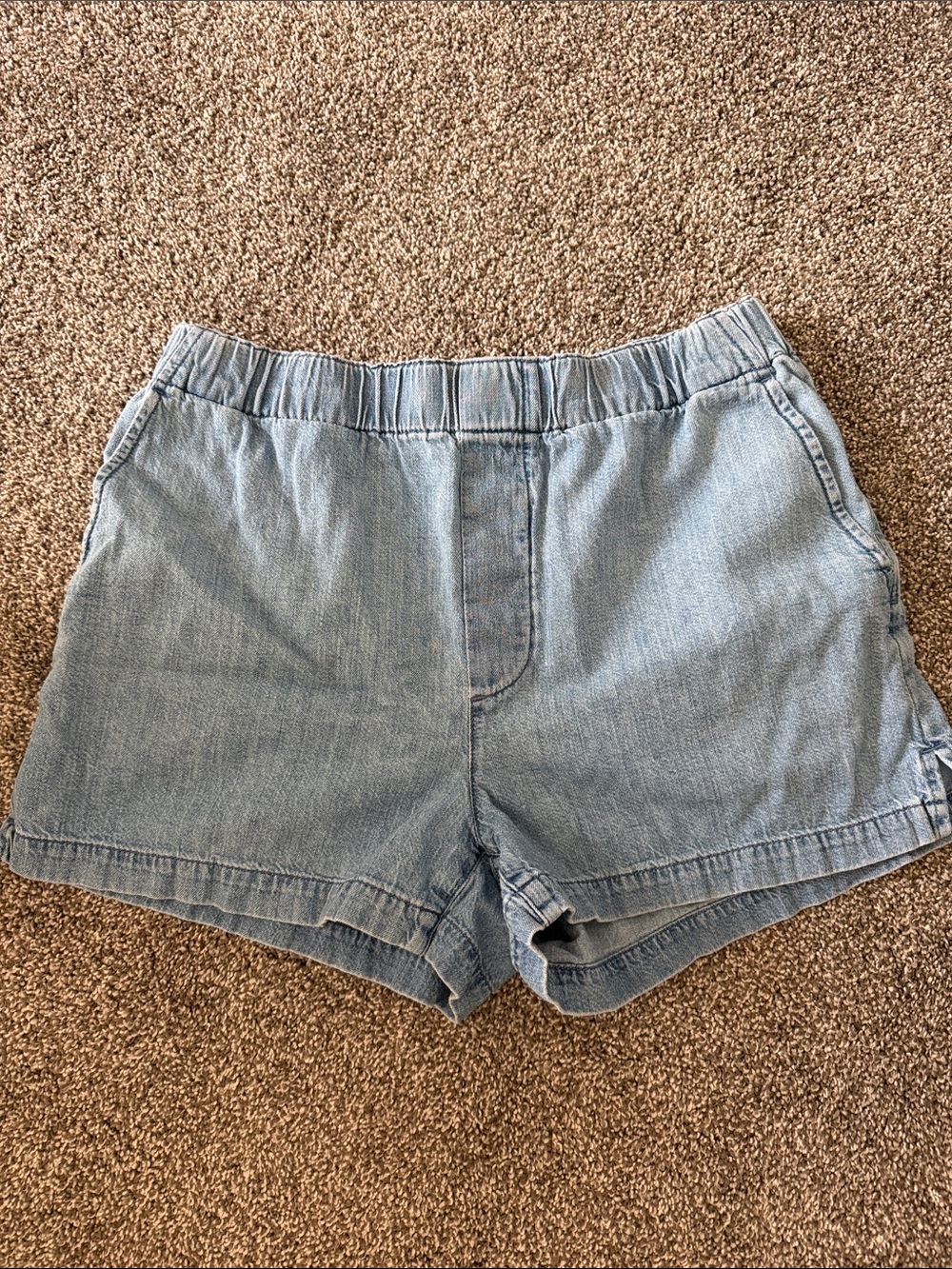 Madewell Light Blue Denim Elastic-Waist Shorts